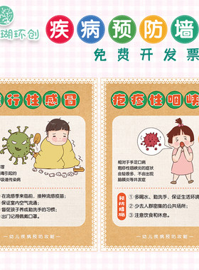 幼儿园卫生保健室宣传栏环创墙贴中小学流行常见疾病预防贴纸海报