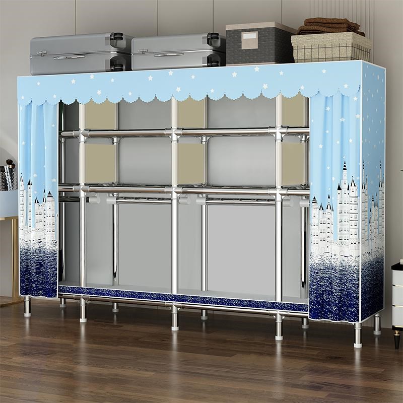 简易衣柜结实耐用全钢管加粗加固布衣柜家用卧室组装出租房用衣橱