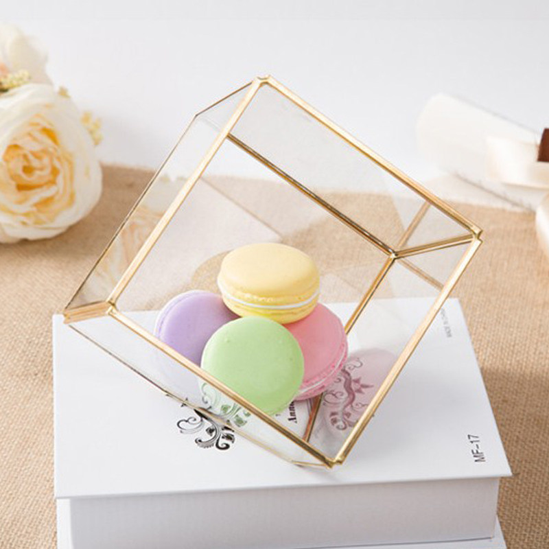 欧美复古铜材玻璃花房立方几何形多肉花盆 苔藓微景观永生花盒