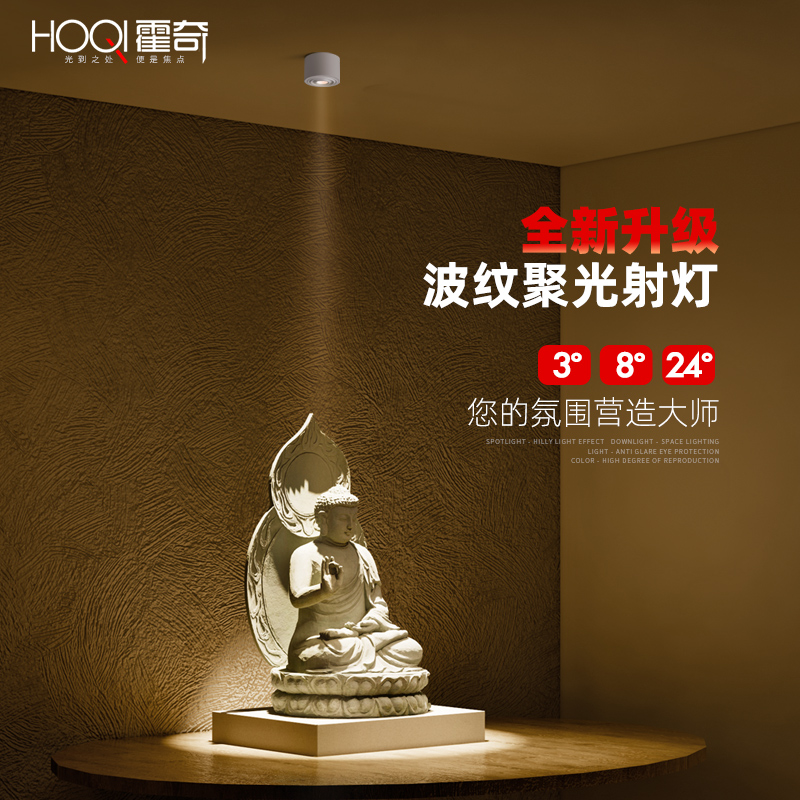 明装小束聚光射灯迷你吸顶家用防眩天花灯38小角度玄关氛围灯