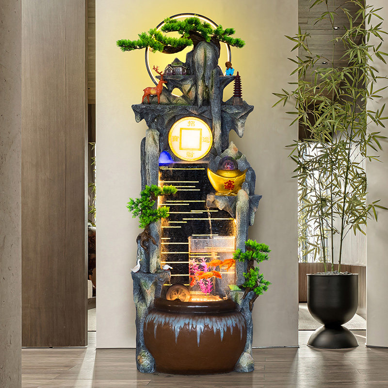 新品上市中式假山喷泉流水摆件招财鱼缸办公室客厅玄关景观装饰品,家居饰品,落地摆件,淘宝优惠券,粉丝福利购,淘宝优惠卷