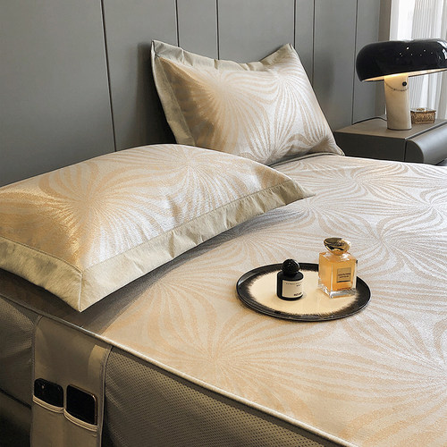 高端A类冰丝凉席三件套夏季床笠款可水洗折叠藤席夏天凉感空调席