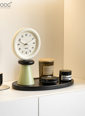 EMITDOOG奶油风客厅时钟装饰摆饰玄关入户托盘饰品桌面创意座钟