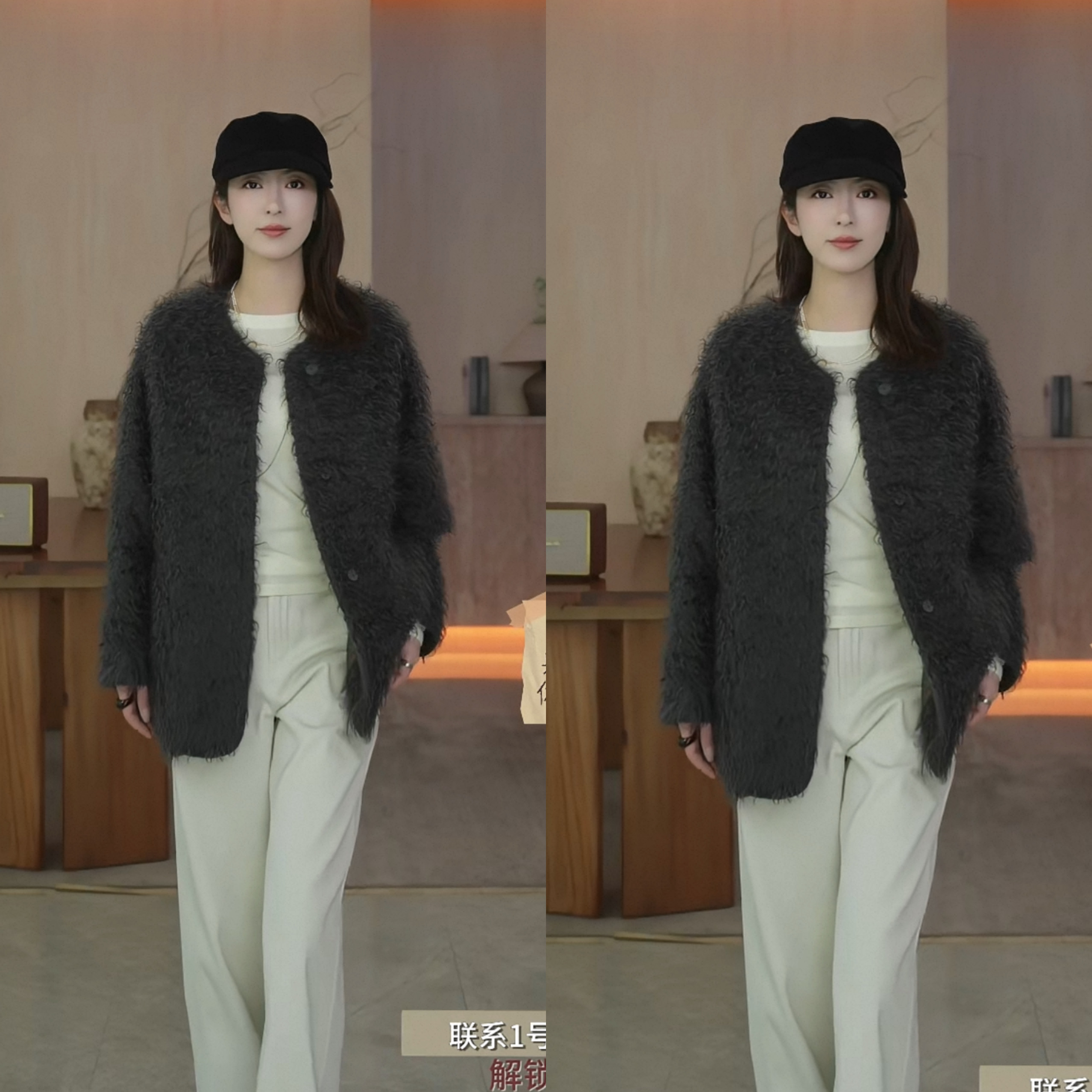 【汤曼妮粉丝专享】水波纹细腻蓬松马海毛短款毛呢外套54C242743,女装/女士精品,短外套,淘宝优惠券,粉丝福利购,淘宝优惠卷