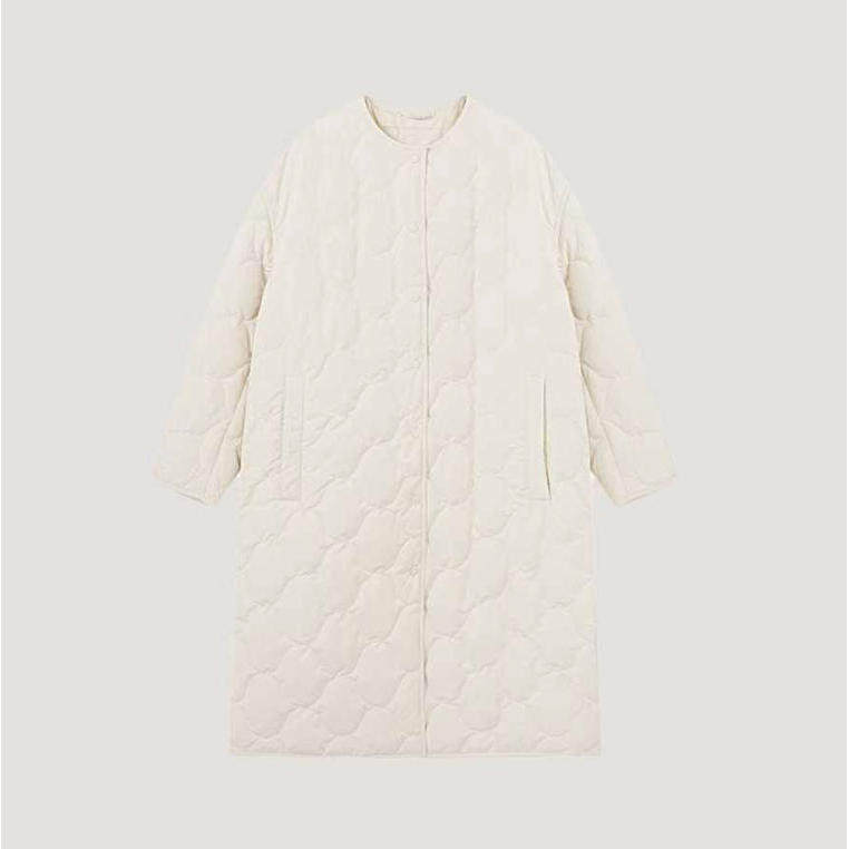 【二米粉丝专享】90白鹅绒杜邦弹力丝圆领长款羽绒服女54C122656