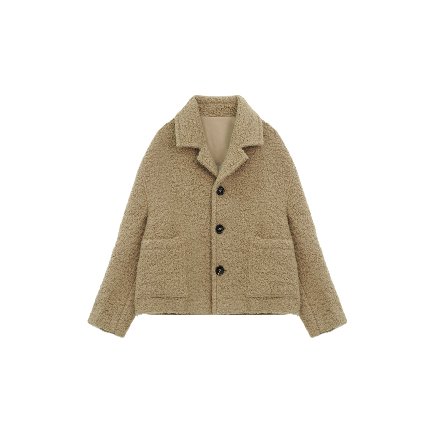 【二米粉丝专享】羊驼毛马海毛绵羊毛百搭翻领休闲外套4C064G255