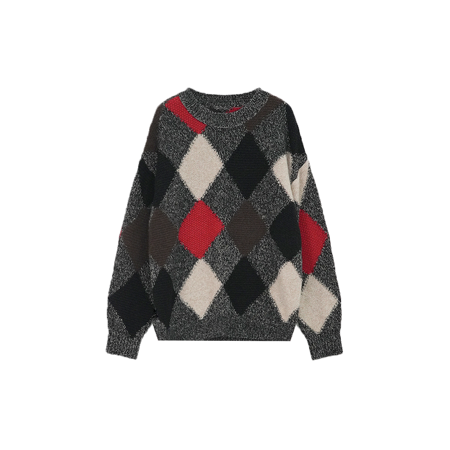 【钱老板推荐】山羊绒+桑蚕丝复古腔调菱格花纱针织衫4ZDM16850