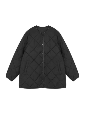 BRAID I 羊皮3M棉休闲松弛感菱格纹衍缝无领棉服54C053312