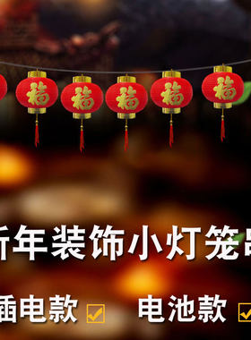 小灯笼串挂饰户外带灯发光防水结婚电池喜庆节日过年装饰挂件新年