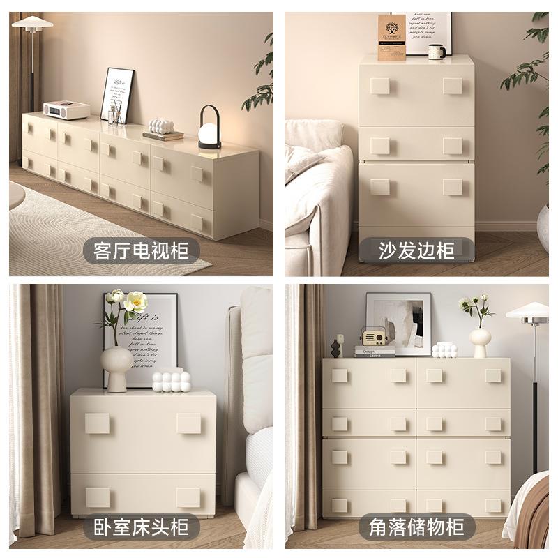 小奶油风斗柜户型简约小卡古门柜GI组合型简约中风电视收纳床头柜
