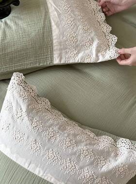 柔软舒适类A母丝婴级皱皱纱四件纯棉四季款花边蕾MNE被套套床上用