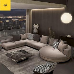 纳极简平计层异形意轻奢皮布大户圆弧设师康式 利沙发别墅ERM沙发