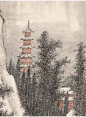 国画名字画四条屏古山家装饰画客厅水仿艺术微喷复YL201901制画芯