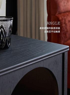 法口式LQI型轻复古实木床头柜小户卧室储床物柜边柜进橡木黑色头