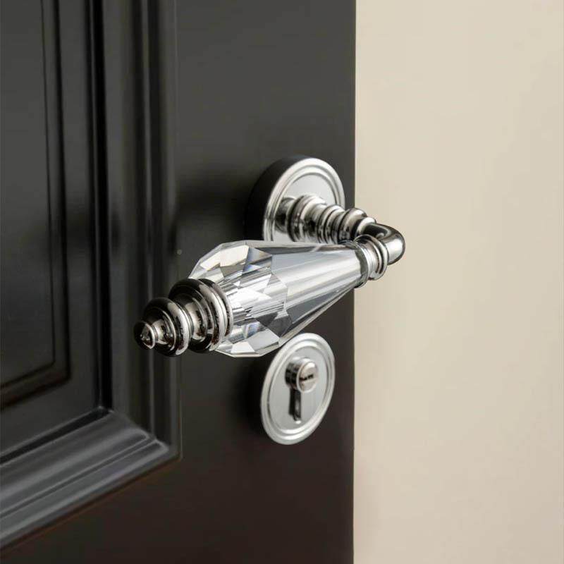 奶油风法式水晶锁静卧门室门锁家用音磁吸分体锁房HQZ门轻奢木门