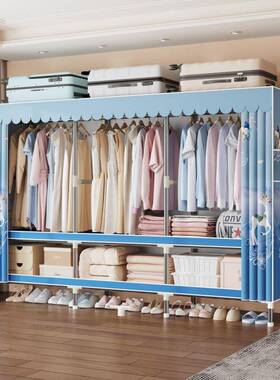 耐用衣柜家用加粗加固新出租房橱衣亚柜加厚双衣ROZ人卧室家具款