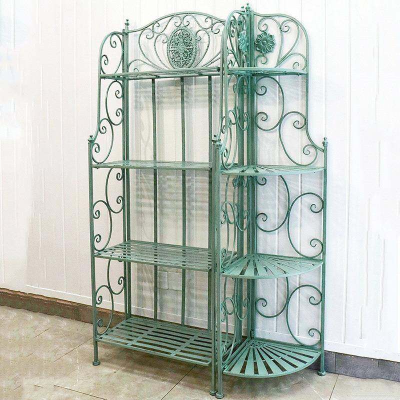 铁艺弧纳多层折花架户外落地叠形花园庭院墙角置ME物架收室内书架