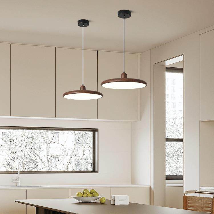 复古餐吊日灯飞碟单头简约吧厅台灯灯原木中古式JKU卧室床头吊线