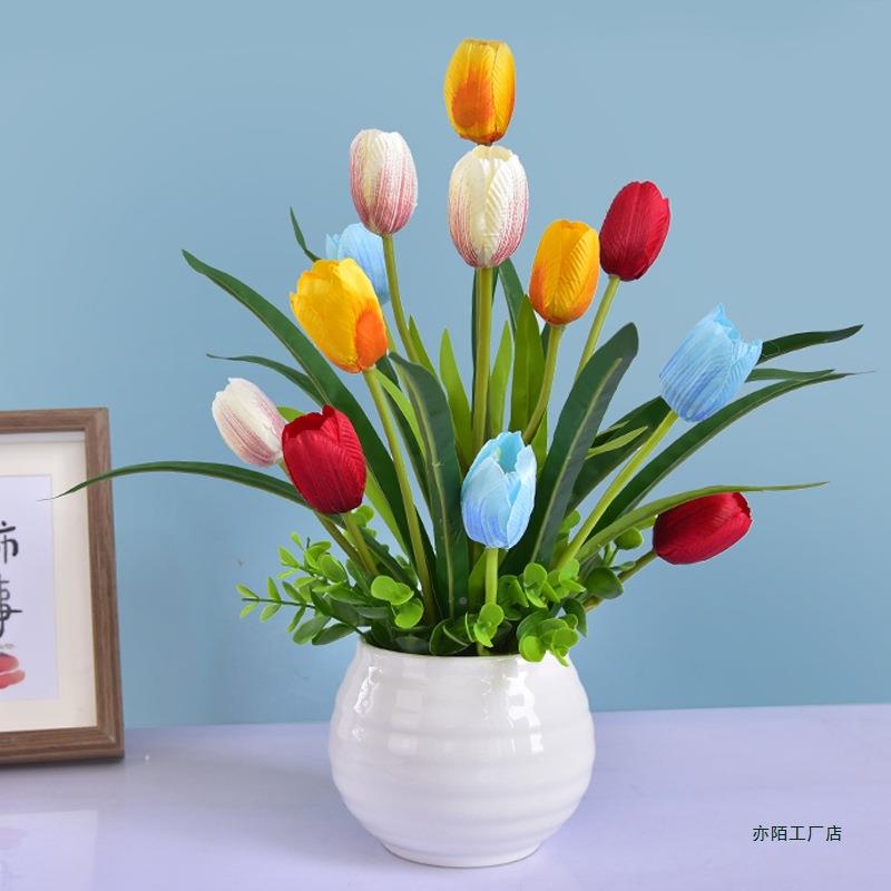 客厅餐桌装饰桌花金F97J7T58假香花郁盆栽花摆样板房防真室内花摆