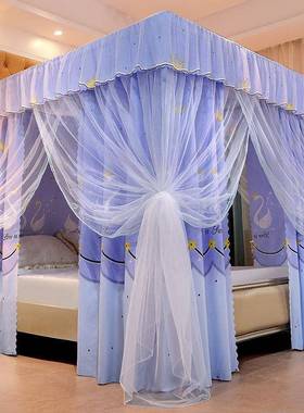 床幔家门用尘遮防光布双层宫廷蚊帐挡风TOX三开床帘一体式风