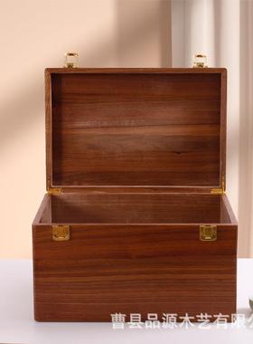 胡桃方木长木形盒子XBA复古木盒带锁收纳箱木收纳箱质桌面收纳盒