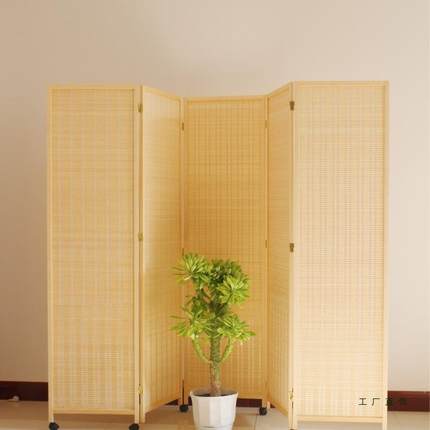 折动叠屏风隔挡断客厅玄关折屏办公室遮帘木竹编简TST易可实移带