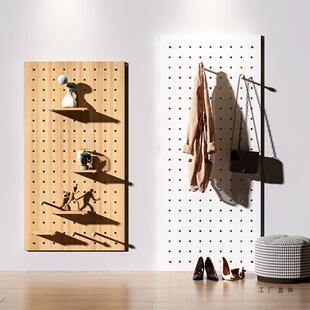 洞洞板实木制墙上置物架玄关木质隔F5M7MSMS墙壁展挂定墙书架板收