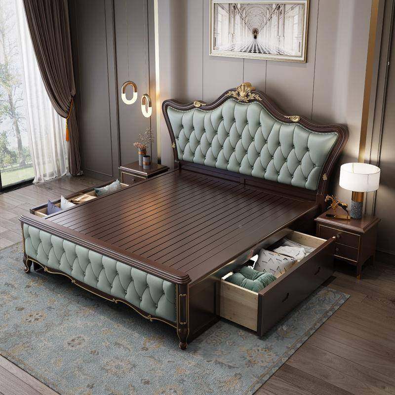 ZXF美式轻床1m.8m人双实木床储物高箱欧奢式床白色软包婚床2主卧