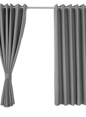 帘免打孔窗安装灰色一F955978H整伸缩杆套遮光短帘小窗户阳遮出新