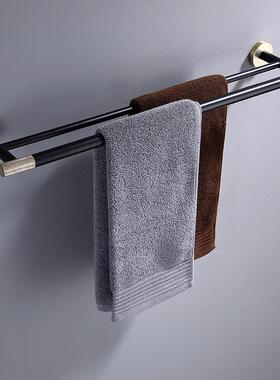 浴室毛架打孔式GJ2215壁挂卫生间厕家用所黑色挂晾挂双杆挂架G巾J