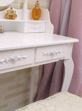 妆现代简约实木单镜室化妆欧式带灯五抽65454梳妆台卧化妆桌桌梳