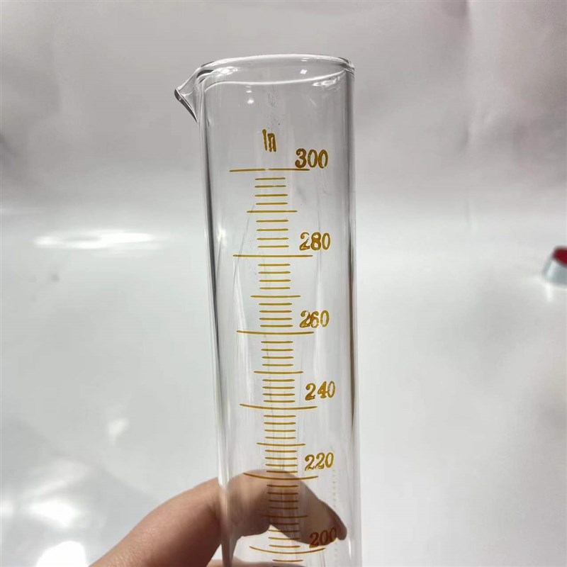 精密量筒玻璃量筒量入式带底座玻璃量杯量器量瓶300ml分度精度2ml
