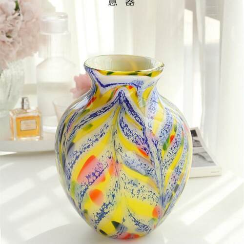 意器 琉璃花瓶样板间摆件餐桌酒店客厅插花花器玄关软装饰摆设H5