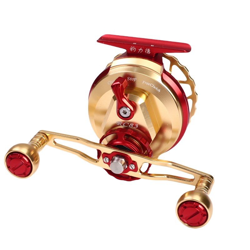 钓力德RC83海筏轮筏钓轮防海水带卸力全金属高速比桥伐轮一键复位