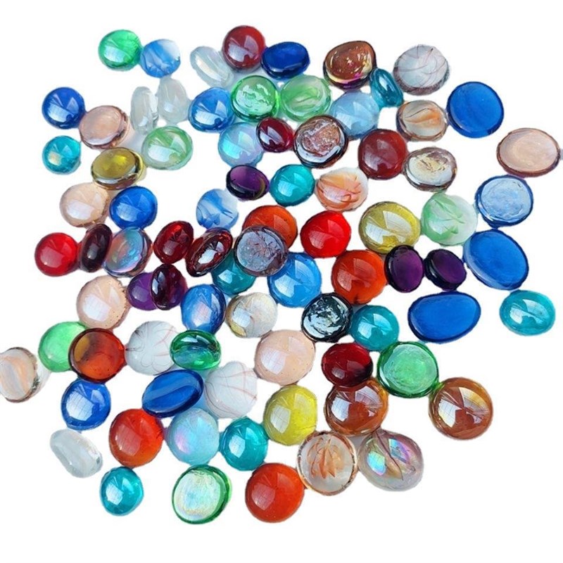 五彩小石子混色搭配玻璃扁珠玻璃石水培鱼缸装饰造景水族箱