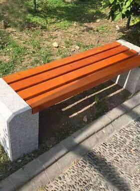 批发防腐木石凳子户外园林石凳子广场小区休闲花岗岩长条凳子