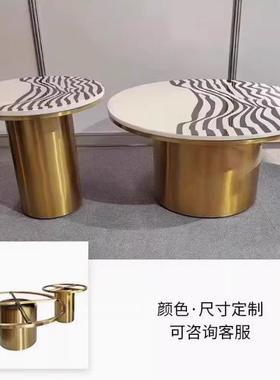 轻奢现茶茶几客厅家板用岩圆形几小户型字母高07295低不锈钢茶几
