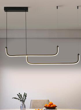 意式极简黑色餐厅主吊公HM-018灯长条灯铝eld轻奢一字型吧台办全