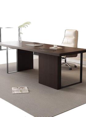 现代简约家用办烟熏木书桌意轻奢58983感公式桌房写书字台电脑新