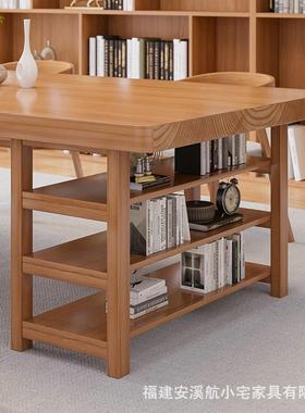 简约纯实木大书桌柜一书体家用办54157公学桌作客厅多功能长习桌