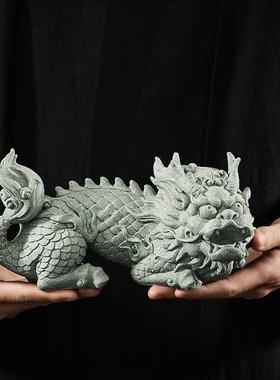 青砂兽石瑞麒麟桌面装B4032饰鱼缸招饰景观装国潮精品茶宠摆件财