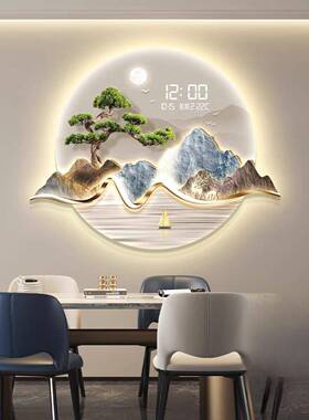 ED灯轻0720-04L餐厅装饰画厅饭挂画简约现代时钟壁画玄关山水奢画