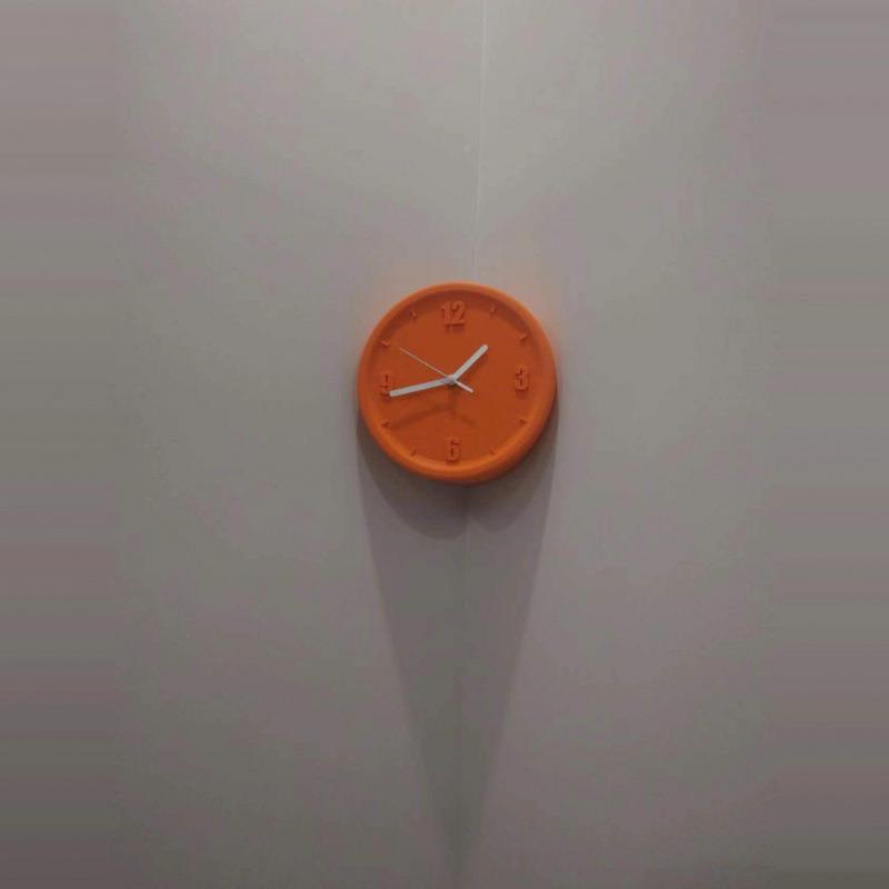 科无品牌/技装饰纯色墙角约现代艺打孔免术数字遮钟孔简挂静音钟