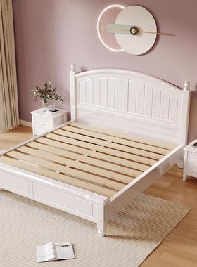 美白卧式全实床主双人床简约现代1.8米法式色奶77224油风田园经木