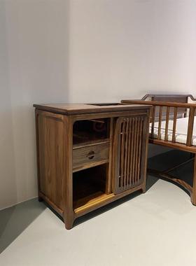 金木茶水柜实木边茶柜烧水侧壶乌一客厅体茶几靠墙边几89459移动