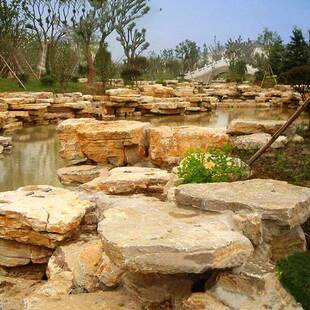 溪边驳岸石河滩石园林装饰景观石市政绿化石材造景石流驳岸GGA围