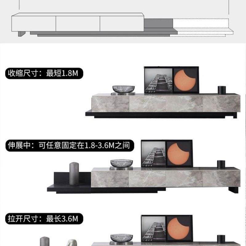 圆形无品牌/岩板几可伸缩电视代简约家用客厅茶拉伸柜电视柜落现