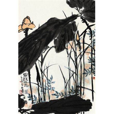 《荷风》画潘天寿名人名国画3《荷风》0*44c包m邮