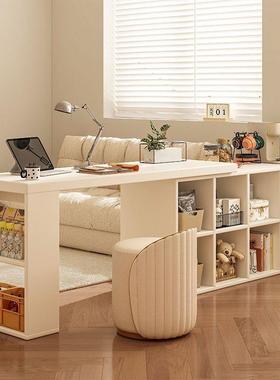 实木角书桌转书架一体桌户BQM子工电脑桌作卧室女生家用小型床边