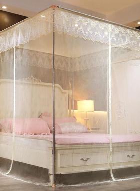 蚊帐1.8米双床免安装支杆1.5米1.2人m子套UVX装单人折叠纹帐架家